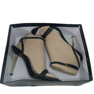 Nine West Women's Black Leather AnkNine West Black and Gold Heels 8.5